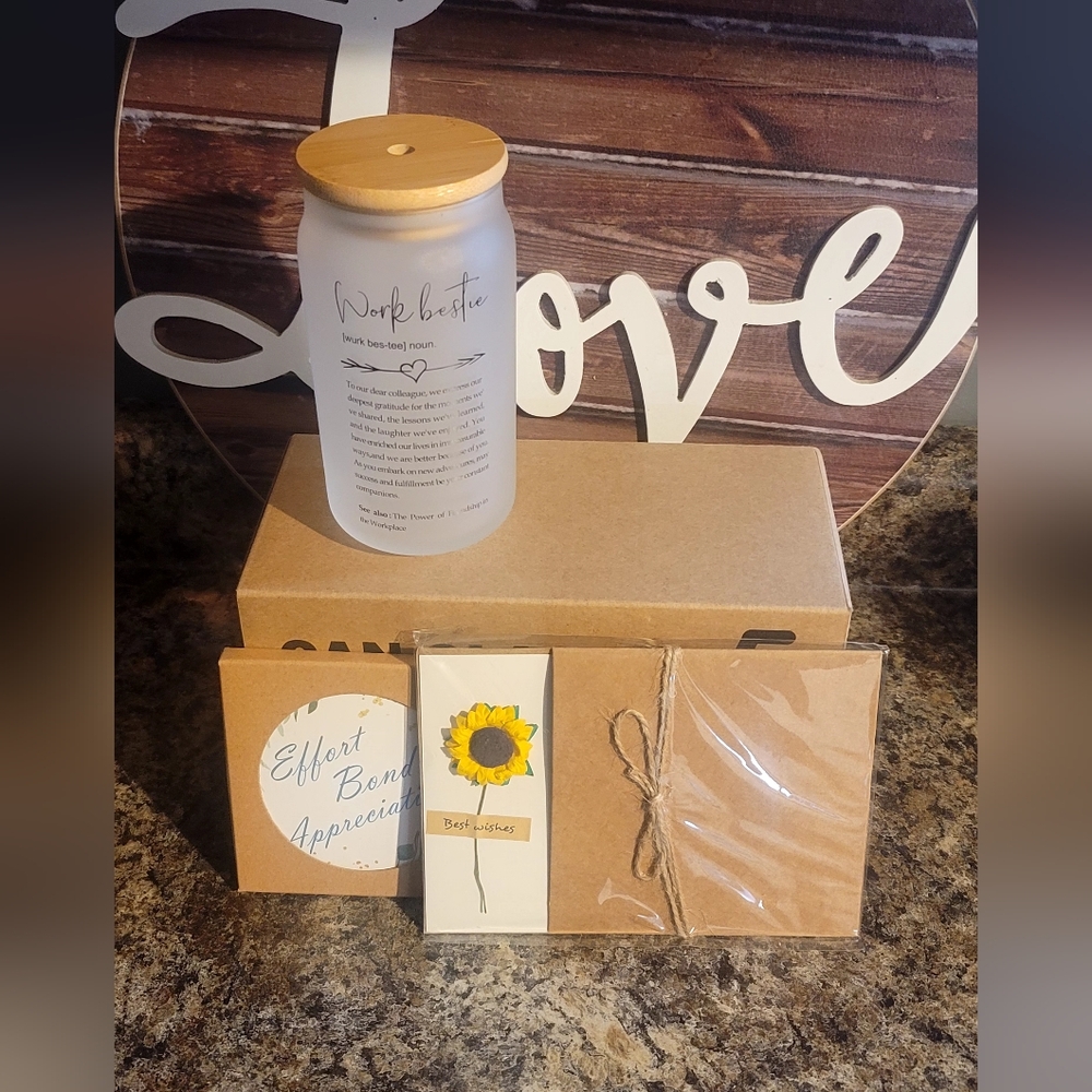 Tumbler glass gift set for co-worker